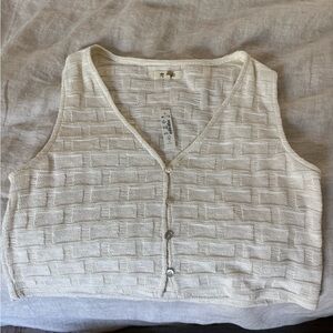 Madewell Cream Ribbed Buttoned Tank Top